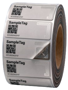 SampleTag RFID labels on a roll for logistics and warehousing traceability
